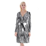 Zebra Long Sleeve Velvet Front Wrap Dress