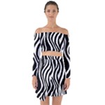 Zebra Off Shoulder Top with Skirt Set