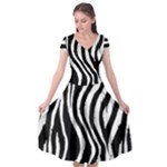 Zebra Cap Sleeve Wrap Front Dress