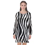 Zebra Long Sleeve Chiffon Shift Dress 