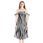Zebra Shoulder Tie Bardot Midi Dress