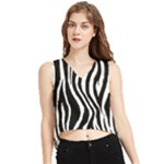 Zebra V-Neck Cropped Tank Top
