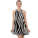 Zebra Halter Tie Back Chiffon Dress