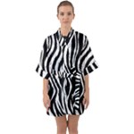 Zebra Half Sleeve Satin Kimono 
