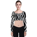 Zebra Velvet Long Sleeve Crop Top