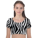Zebra Velvet Short Sleeve Crop Top 