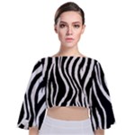 Zebra Tie Back Butterfly Sleeve Chiffon Top