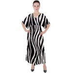 Zebra V-Neck Boho Style Maxi Dress