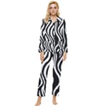 Zebra Womens  Long Sleeve Pocket Pajamas Set