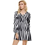 Zebra Tiered Long Sleeve Mini Dress