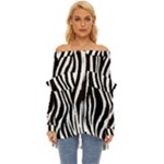 Zebra Off Shoulder Chiffon Pocket Shirt