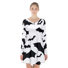 Long Sleeve Velvet V-neck Dress 