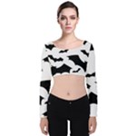 Deathrock Bats Velvet Long Sleeve Crop Top