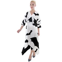 Quarter Sleeve Wrap Front Maxi Dress 