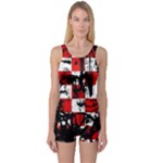 Emo Checker Graffiti One Piece Boyleg Swimsuit
