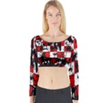 Emo Checker Graffiti Long Sleeve Crop Top