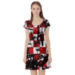 Emo Checker Graffiti Short Sleeve Skater Dress
