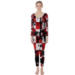 Emo Checker Graffiti Long Sleeve Catsuit