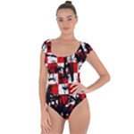 Emo Checker Graffiti Short Sleeve Leotard 