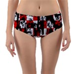 Emo Checker Graffiti Reversible Mid-Waist Bikini Bottoms