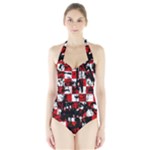 Emo Checker Graffiti Halter Swimsuit