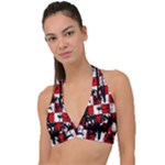 Emo Checker Graffiti Halter Plunge Bikini Top