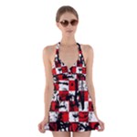 Emo Checker Graffiti Halter Dress Swimsuit 