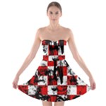 Emo Checker Graffiti Strapless Bra Top Dress