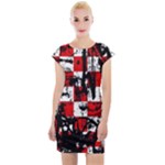 Emo Checker Graffiti Cap Sleeve Bodycon Dress