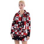 Emo Checker Graffiti Women s Long Sleeve Casual Dress