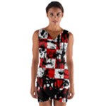 Emo Checker Graffiti Wrap Front Bodycon Dress