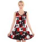 Emo Checker Graffiti V-Neck Sleeveless Dress