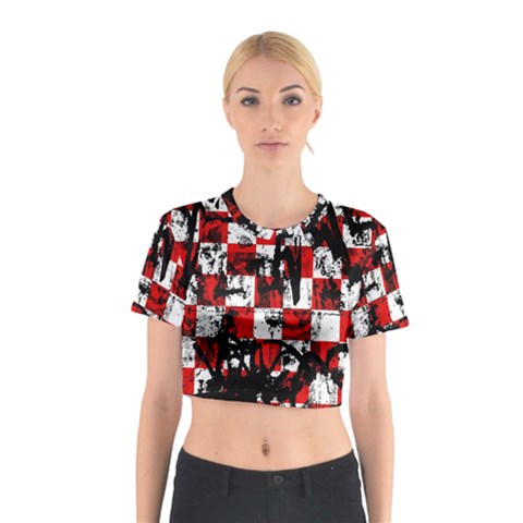 Emo Checker Graffiti Cotton Crop Top from ArtsNow.com