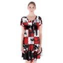 Short Sleeve V-neck Flare Dress 