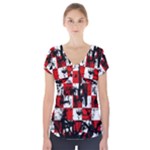 Emo Checker Graffiti Short Sleeve Front Detail Top