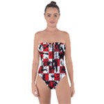 Emo Checker Graffiti Tie Back One Piece Swimsuit