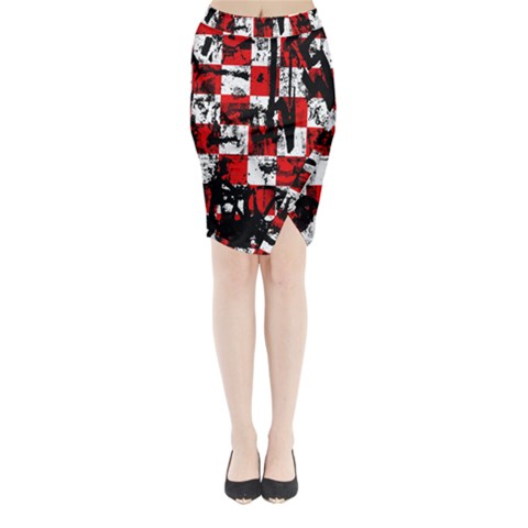 Emo Checker Graffiti Midi Wrap Pencil Skirt from ArtsNow.com