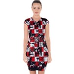 Emo Checker Graffiti Capsleeve Drawstring Dress 