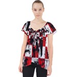 Emo Checker Graffiti Lace Front Dolly Top