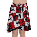Emo Checker Graffiti Chiffon Wrap Front Skirt