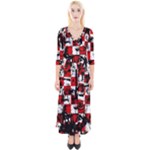 Emo Checker Graffiti Quarter Sleeve Wrap Maxi Dress