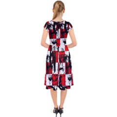 Cap Sleeve Front Wrap Midi Dress 