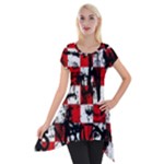 Emo Checker Graffiti Short Sleeve Side Drop Tunic
