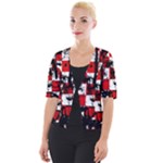 Emo Checker Graffiti Cropped Button Cardigan