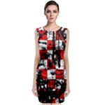 Emo Checker Graffiti Sleeveless Velvet Midi Dress