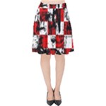 Emo Checker Graffiti Velvet High Waist Skirt