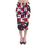 Emo Checker Graffiti Velvet Midi Pencil Skirt