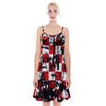 Emo Checker Graffiti Spaghetti Strap Velvet Dress
