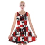 Emo Checker Graffiti Velvet Skater Dress