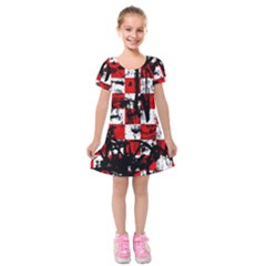 Emo Checker Graffiti Kids  Short Sleeve Velvet Dress from ArtsNow.com